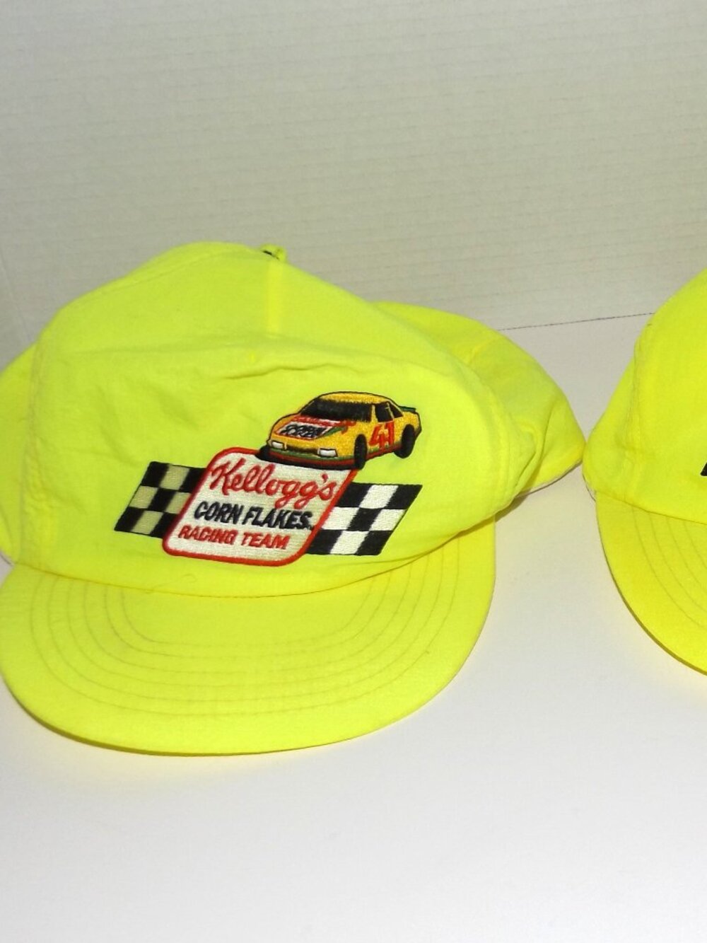 Pair of 1990s Kellogg’s Corn Flakes Racing Team Trucker Snap Back NASCAR Caps Ne